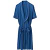 WAZHAKU Vestaglia pigiama da uomo estivo lungo maschile casual camicia da notte tinta unita Homewear maniche corte mezza vita cravatte abito da uomo pigiama estivo abbigliamento estivo