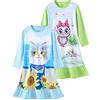 LOLPIP Camicie da notte per ragazze, vestito per bambini, camicia da notte con unicorno, confezione da 2, 3-10 anni