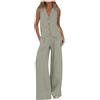 Generico Completo da Donna in 2 Pezzi in Cotone Casual con Gilet e Pantaloni Completi con Bottoni Senza Maniche Camicia e Pantaloni Dritti a Gamba Larga Tasche Blazer Completo Estivo Abbinato da