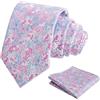 Alizeal Cravatta e fazzoletto da uomo, 8 cm, motivo floreale colorato, con fazzoletto quadrato