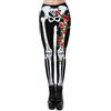 Kamviluer Leggings per Halloween da Donna, per Costume di Halloween, Allenamento, Corsa, Scheletro, Stretti, Elasticizzati, Divertenti Pantaloni