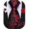 Barry.Wang Cravatta floreale con fiore spilla da uomo in seta cravatta tascabile gemelli quadrati set formale festa di nozze affari