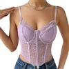 Haibang Top da Donna in Pizzo Canotta Donna Estiva Sexy Slim Fit Corsetto con Spalline Sottili Senza Maniche Crop Top Scollo a V Regolabile Canottiera Elegante Sottogiacca Aderente Bustier Clubwear