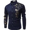 Generico Camicia Uomo Casual Manica Lunga Lunga Camicia Button Fashion di Casual Men a Maniche Stampate Camicie da Bagno Camicia A Quadri