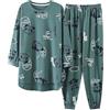 CUEYU Camicia da Notte,Pigiama a Maniche Lunghe Set Cotone Pigiameria Grandi Vestiti Oversize per la casa Casual Women