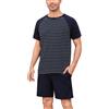 Bresdk Pigiama Uomo Estivo Cotone Scollo V a Righe con Shorts | Set da riposo con top morbido a manica corta e fondo corto abbinato, fresco per notti calde estive, viaggio e casa