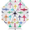 RPLIFE Ombrello da viaggio antivento bianco aeroplano, leggero, portatile, con apertura automatica, per donne, ombrelli da viaggio per pioggia, vento e sole