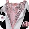 Barry.Wang, foulard in seta da uomo, con nodo Ascot e stampa cachemire, con fazzoletto da tasca quadrato e gemelli coordinati, set per abito da matrimonio