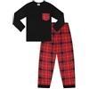 thepyjamafactory Ragazzi Lungo Cotone Quadri in Rosso e Nero Pigiama