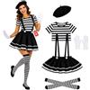 Fun Shack Costume Mimo Donna, Costume Halloween Donna, M | Gonna Tutù, Maglietta a Righe, Guanti & Basco Nero, Da Infilare, Perfetto per Halloween, Ideale per Travestirsi