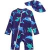 WYTbaby Costume da bagno intero con chiusura a strappo, protezione UV, per bambini, 3 mesi - 3 anni