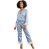 Y WJing Yi Jia Pigiami Piuma Per Le Donne di Raso Di Seta Pigiama Set Lungo Delle Donne 2pc Pj Set Damigella D'onore Sposa Pj Set Sposa Bottone Giù Pigiami Da Sposa Pigiama Da S