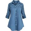 Chenlao7gou621 Camicia da Donna Taglie Forti con Cuciture in Pizzo da Donna
