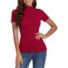 Totatuit Lupetto Donna Dolcevita Manica Corta Maglietta Elegante Tshirt a Costine Basic Top a Collo Alto Casual Pullover di Slim Fit S-XXL
