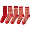 Pick Ferns in March Calzini rossi da donna, in cotone, motivo pied de poule e a scacchi, caldi e comodi in inverno, regalo per le donne in vacanza e Capodanno cinese, 4-8 (5 paia), Rosso, 4-8