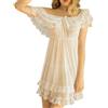 ARESU Lingerie sexy Camicia da notte da casa Camicia da notte da donna a maniche corte in pizzo Raso Camicia da notte estiva vintage Pigiama Indumenti da notte Indumenti da notte Lingerie-Bianco-XXXXL