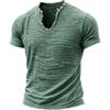 AnLingOu Tshirt da Uomo a Tinta Unita con Bordo Sfrangiato, Scollo a V retrò, Manica Corta, Misto Cotone e Lino, Casual per L'Estate