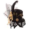 BLESSUME Gotico Donne Steampunk Ingranaggio Ali Orologio Farfalla Cappello Pizzo Capelli Clip Copricapo (J)