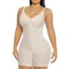 KIRYU Body modellante da donna con cerniera frontale, scollo a V, controllo della pancia, modellante, orlo in pizzo