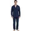 GLOBAL Pigiama da Uomo Lungo Cotone Nightwear Set Manica Lunga Camicia con Tasca Pigiama Pantaloni Due Pezzi Set Nightwea