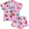 Disney Toy Story, Woody e Buzz Lightyear, 100% Cotone con Bottoni Pigiama a Maniche Corte, Pink, Rosa