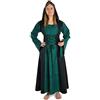 HEMAD Vestito Medievale da Donna - Cappuccio, Lacci Anteriori e Posteriori, Cotone - S-XL Verde-Nero, Marrone-Nero, Rosso-Nero, Blu-Nero, Beige-Bianco