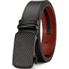 DOOPAI Cinture a cricchetto in pelle da uomo automatiche con fibbia a scorrimento più facile, 3,5 cm regolabile per adattarsi, 001 Caffè, Full length 125CM/Belt Waist 36to 42Adjustable