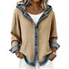 Goolecrimp Giacca-camicia da donna primaverile con cappuccio design patchwork a quadri con bottoni Giacca casual leggera