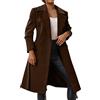 Generic Cappotti di lana da donna Elegante colletto con risvolto dentellato monopetto misto lana cappotto da pisello Autunno Inverno Trench con cintura Trench classico Smart Long Giacche