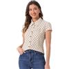 Allegra K Donna Top a Pois Vintage a Maniche Corte Camicia Abbottonata
