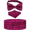 Alizeal Set regalo da uomo con papillon regolabile pre-annodato, fascia per cummerbund e fazzoletto quadrato da taschino