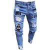 LaiYuTing Nuovi Pantaloni da Uomo Slim-Fit alla Moda alla Moda con Toppe d'Arte Jeans Skinny da Moto Pantaloni Slim-Fit