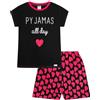 thepyjamafactory Pigiama fresco tutto il giorno cuore rosa nero ragazze cotone breve pigiama