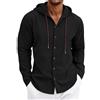 MakingDa Camicia con cappuccio da uomo sottile a maniche lunghe con cappuccio estiva leggera in lino button down top da spiaggia