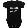 Baby Moo's "Milk, Naps, Rock & Roll", body per bimbo e bimba, abbigliamento rock per bambini, vestitino idea regalo