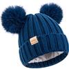 Tontuland Kids Winter Beanie Hat, Warm Ski cap with Pompom Fleece Lined, Knitted Hat for Boys And Girls, Red 1, One Size Fits all