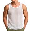 YAODAMAI Canotta Maglia Uomo, Camicia Senza Mani Uncinetto Rete, Scollo U Casual Spiaggia Estate