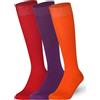 Mysocks 3 paia calze al ginocchio unisex multi Color tinta unita in cotone extra fine pettinato | Punta senza cuciture | Cinturino in morbido lattice