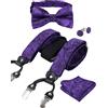 Alizeal Set da uomo con papillon e bretelle, fazzoletto e gemelli, 6 clip, colore nero