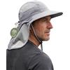 Hat Hut Cappello da sole ultraleggero con patta per il collo, UPF 50+, tesa larga, traspirante, per escursionismo, pesca, da uomo