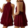 Generico Vestito Donna Estivo Senza Maniche Abito Spalle Scoperte Con Scollo Volant Corto Abitino Copricostume Elegante Casual Vestitino Tunica Con Schiena Scoperta E Collo Miniabito Da Festa Discoteca