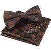Alizeal Set di 3 gemelli da uomo con papillon floreale | Fiore modello papillon pre-legato tasca quadrata perfetta per matrimoni, feste, eventi formali