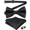 Alizeal Mens Paisley Bow Tie, Piazza della tasca, Set di gemelli da polso