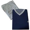 LVB Lovable Pigiama Uomo Lungo in Cotone Scollo a V Blu Navy - L0B7G