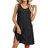 RWGSNB Abito Spiaggia con Occhielli Donna Copricostume Abito Casual Ampio Senza Maniche Mini Prendisole con Tasche Outfit Estivi Corti Vacanze per Donna