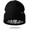 Lvaiz Hats Cappelli invernali foderati in raso per le donne unisex in cotone lavorato a maglia con risvolto cappello lavorato a maglia con fodera setosa berretto con teschio morbido