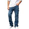 Generico Flare Jeans Uomo Straight Slim Fit Schizzi di Vernice Vintage Pantaloni in Denim Bootcut Rilassati Dritti Streetwear Y2K