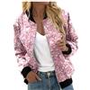 Generico Bomber Donna con Paillettes Stamp e Zip Giubbotto da Lavoro Oversize Giacca Autunno Primaverili Elegante Varsity Jacket Casual Leggera Y2K Cardigan College per Sportiva Trekking,
