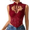 Generic Corsetto da donna in pizzo, sexy, in rete trasparente, con ritaglio sul retro, aderente, casual, da strada, uso quotidiano, feste, discoteca
