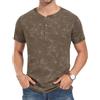 Hisir Camicia Henley Uomo Estate Classica Cotone Manica Corta Button Down Camicia Casual Uomo Camicie
